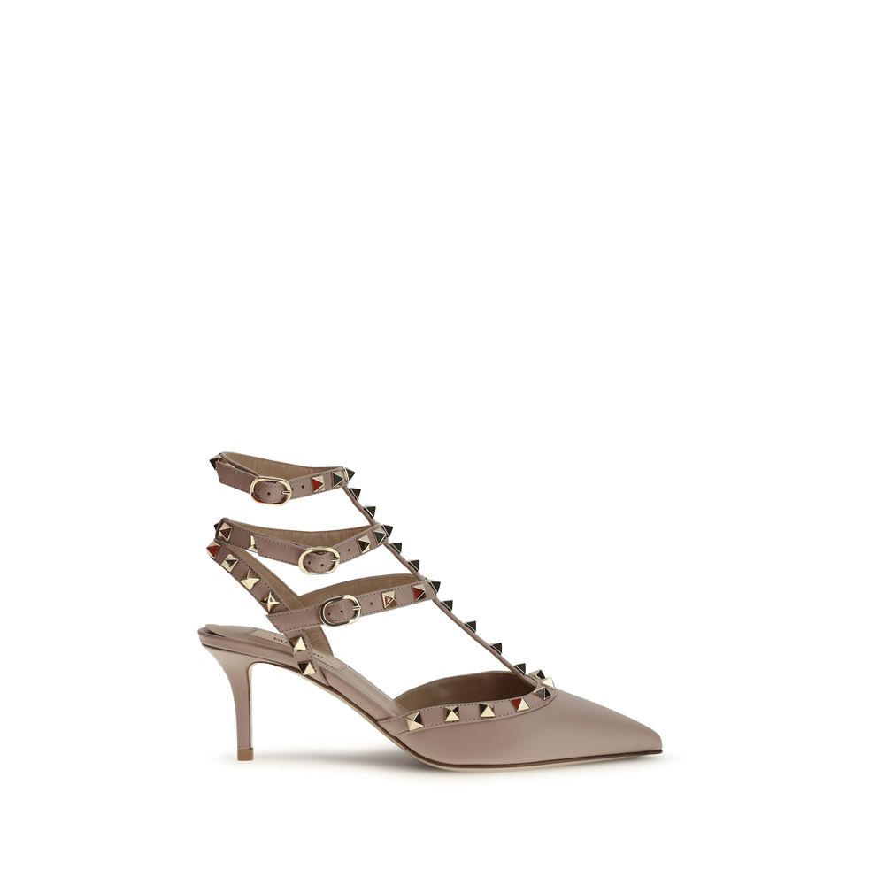 Valentino Garavani Nude Calf Leather Rockstud Caged Pump