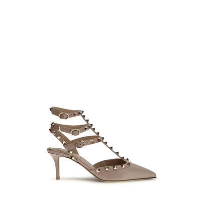 Valentino Garavani Nude Calf Leather Rockstud Caged Pump