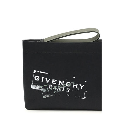 Givenchy Black Cotton Canvas Erased Logo Clutch Wash Bag