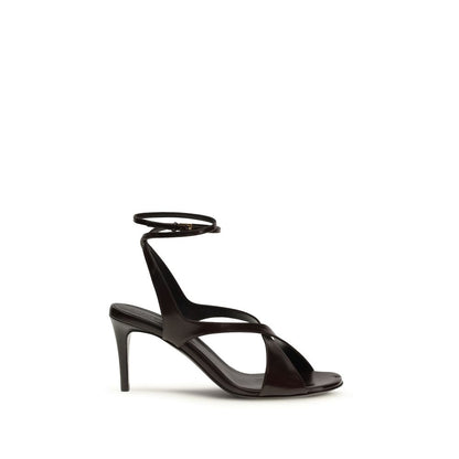 Khaite Black Calf Leather Bos Taurus Strap-On Sandals
