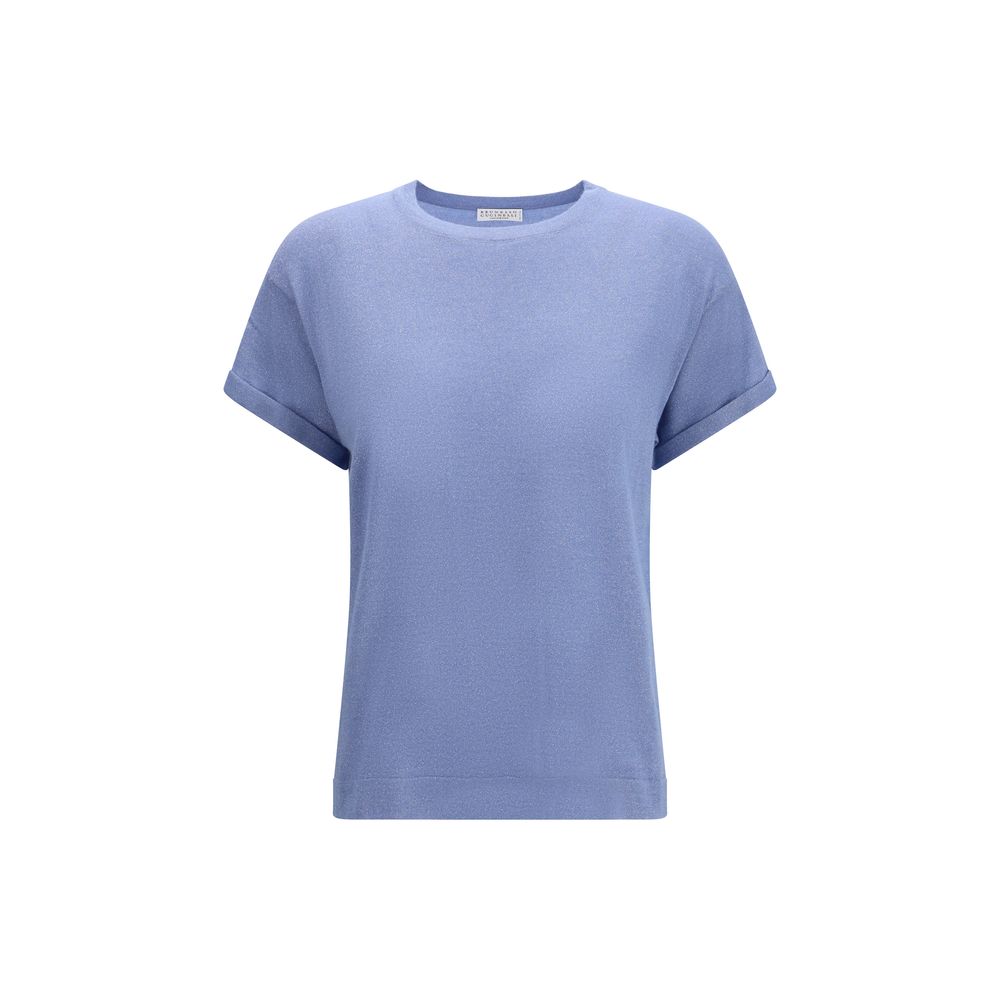 Brunello Cucinelli Blue Cashmere Blend T-Shirt