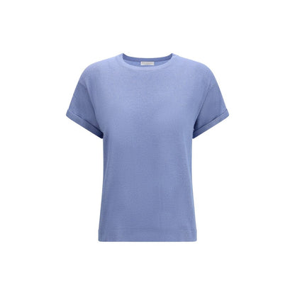 Brunello Cucinelli Blue Cashmere Blend T-Shirt