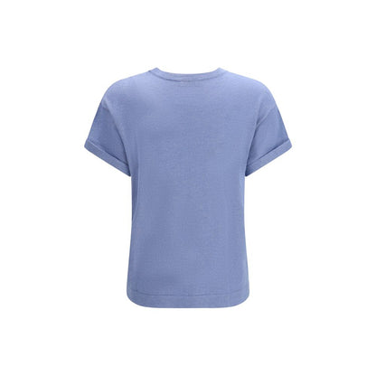 Brunello Cucinelli Blue Cashmere Blend T-Shirt