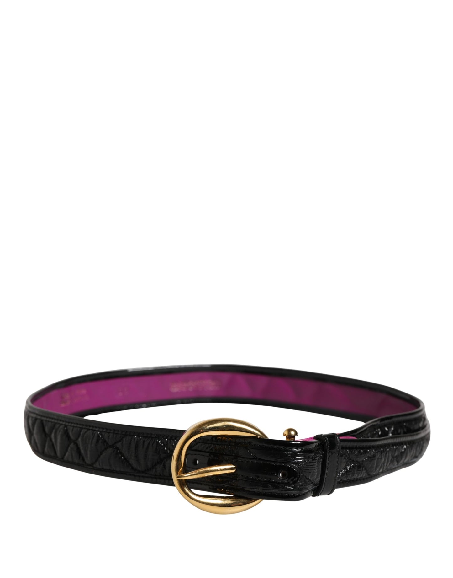 Ermanno Scervino Black Leather Gold Round Buckle Waist Belt