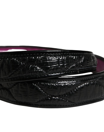 Ermanno Scervino Black Leather Gold Round Buckle Waist Belt