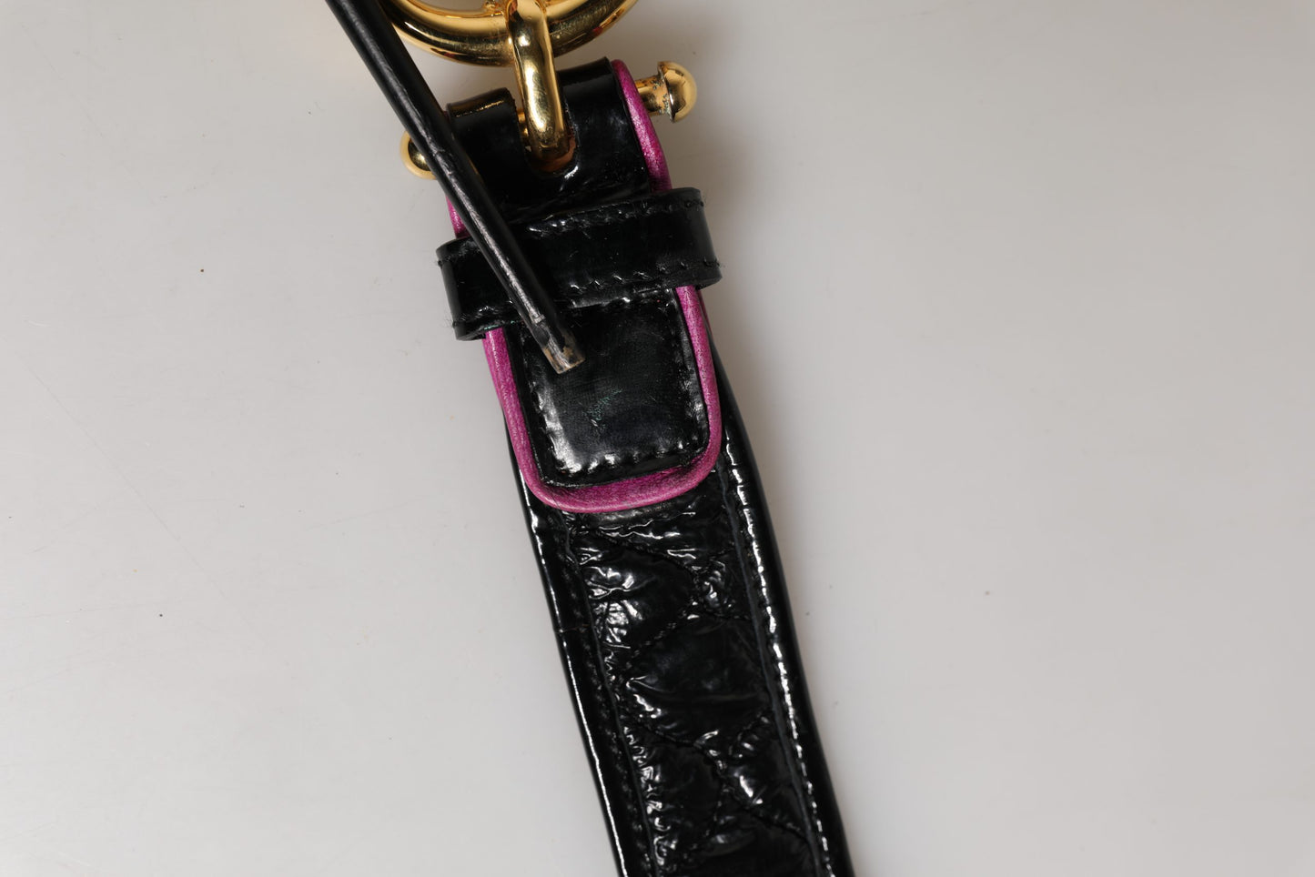 Ermanno Scervino Black Leather Gold Round Buckle Waist Belt