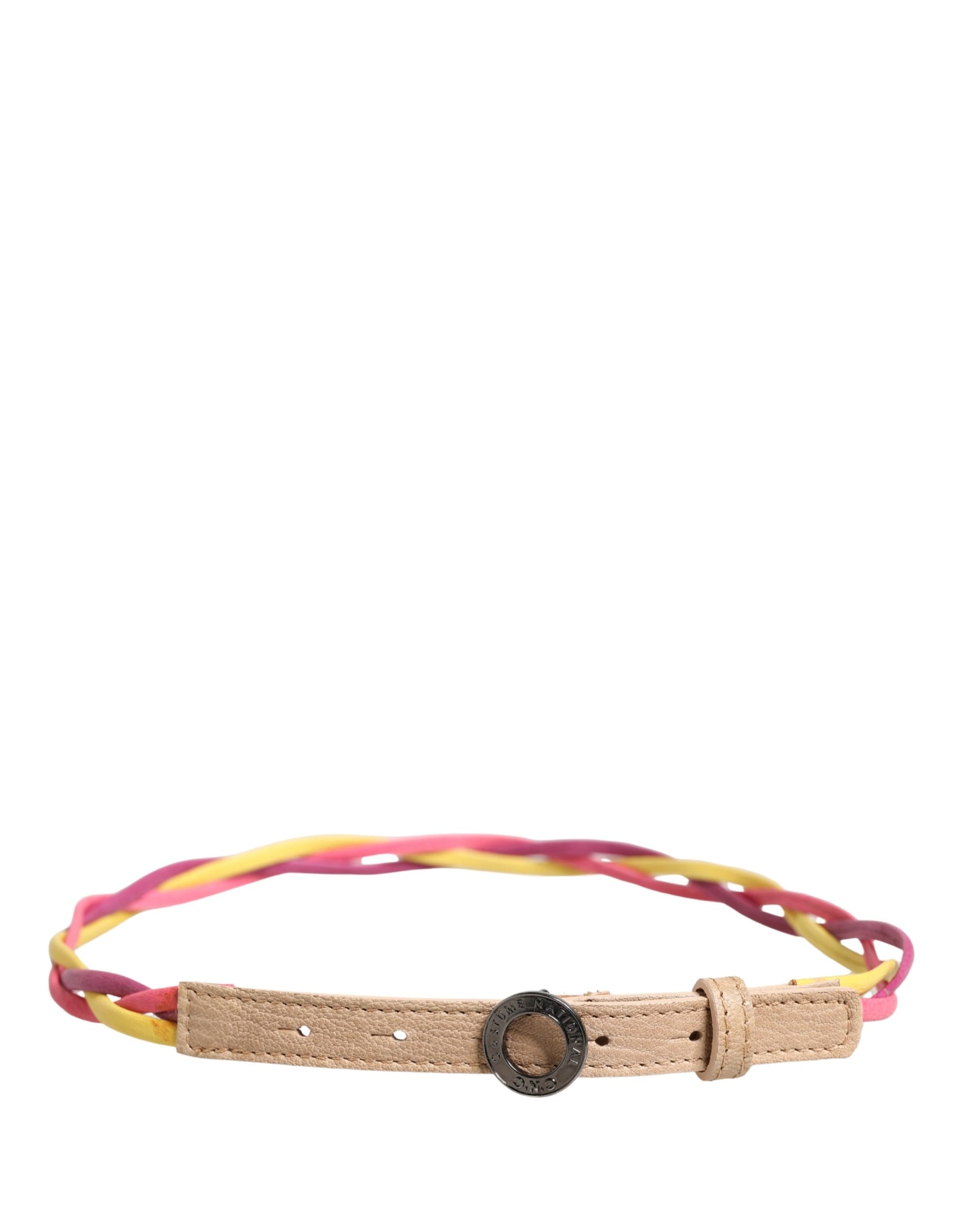 Costume National Multicolor Twisted Leather Circle Buckle Belt