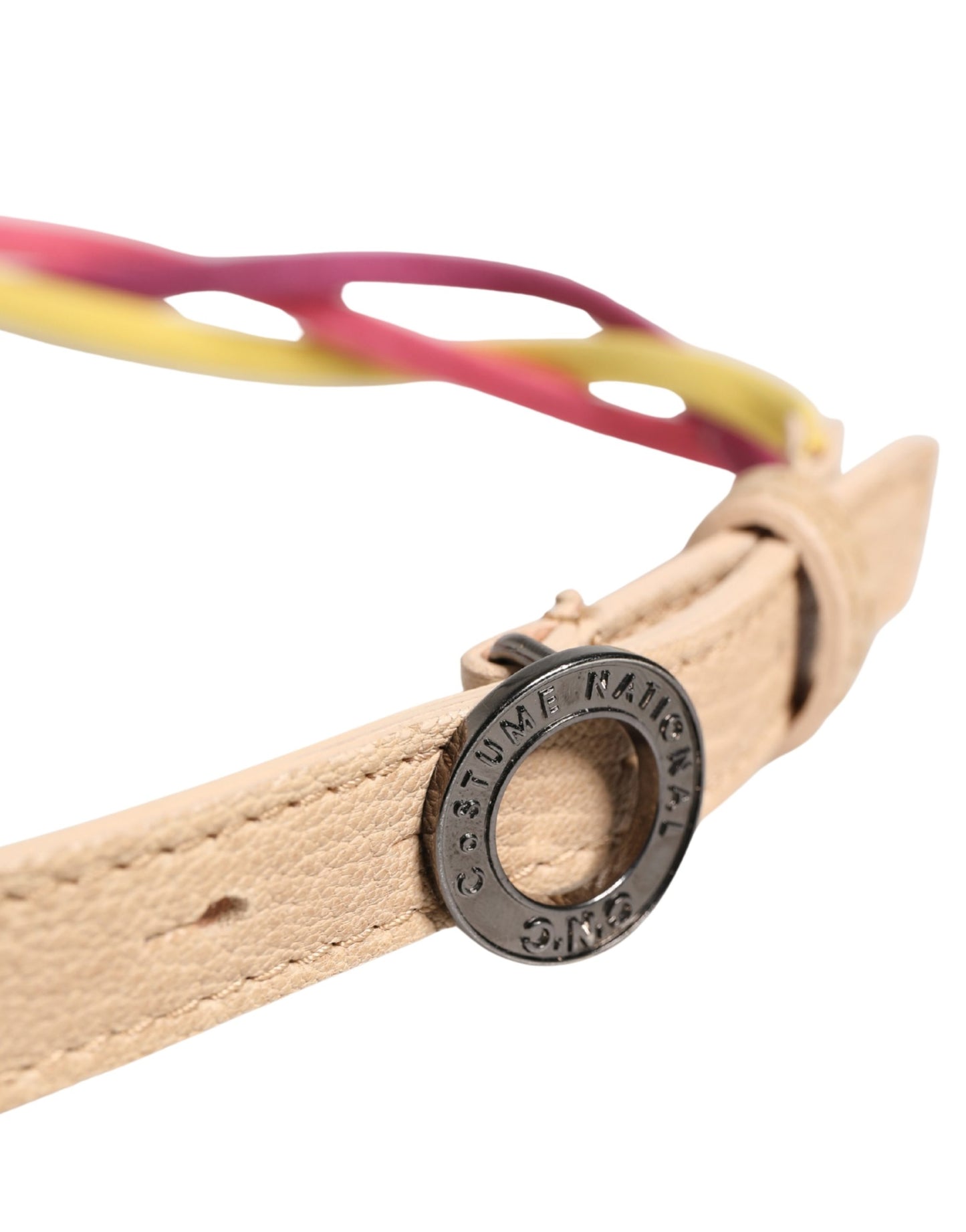 Costume National Multicolor Twisted Leather Circle Buckle Belt