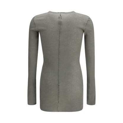 Rick Owens Grey Long-Sleeved Fitted T-Shirt