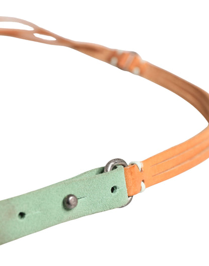 Scervino Street Brown Leather Silver Tone Buckle Waist Belt