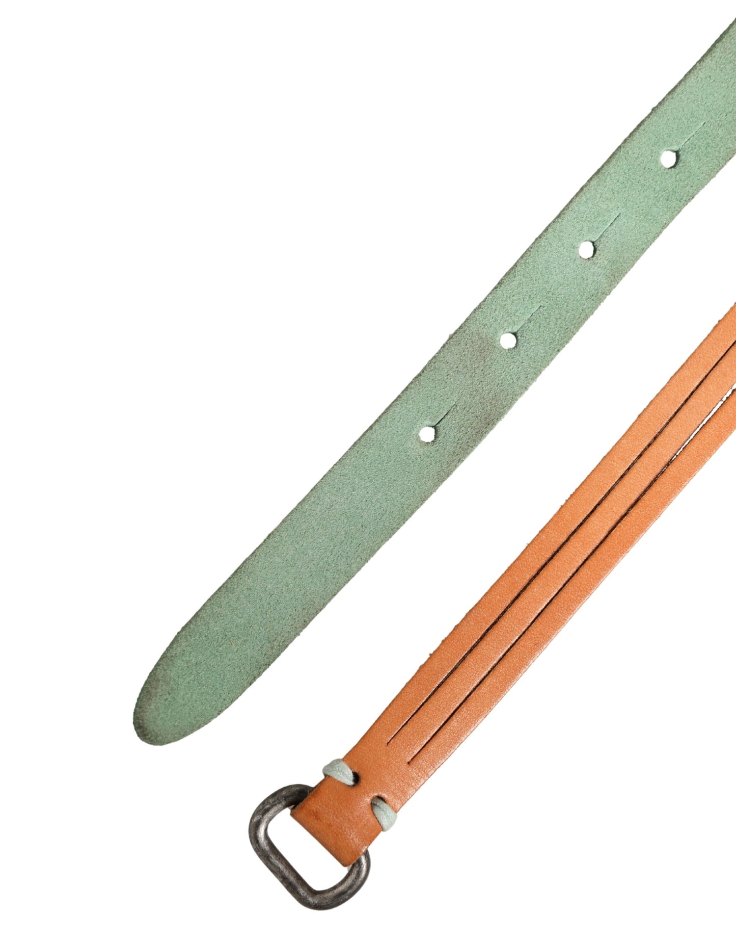 Scervino Street Brown Leather Silver Tone Buckle Waist Belt