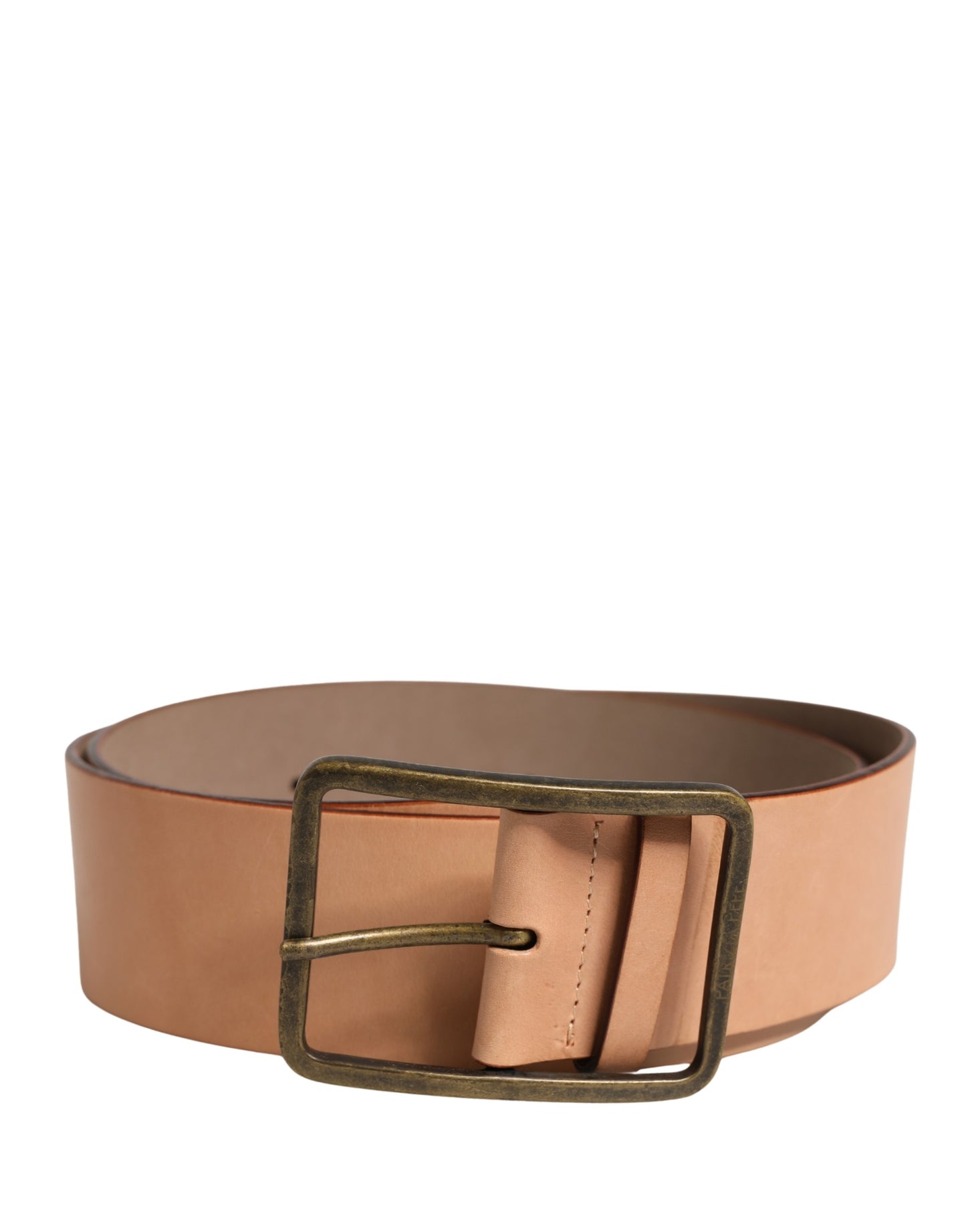 Patrizia Pepe Beige Genuine Leather Wide Waist Metal Buckle Belt