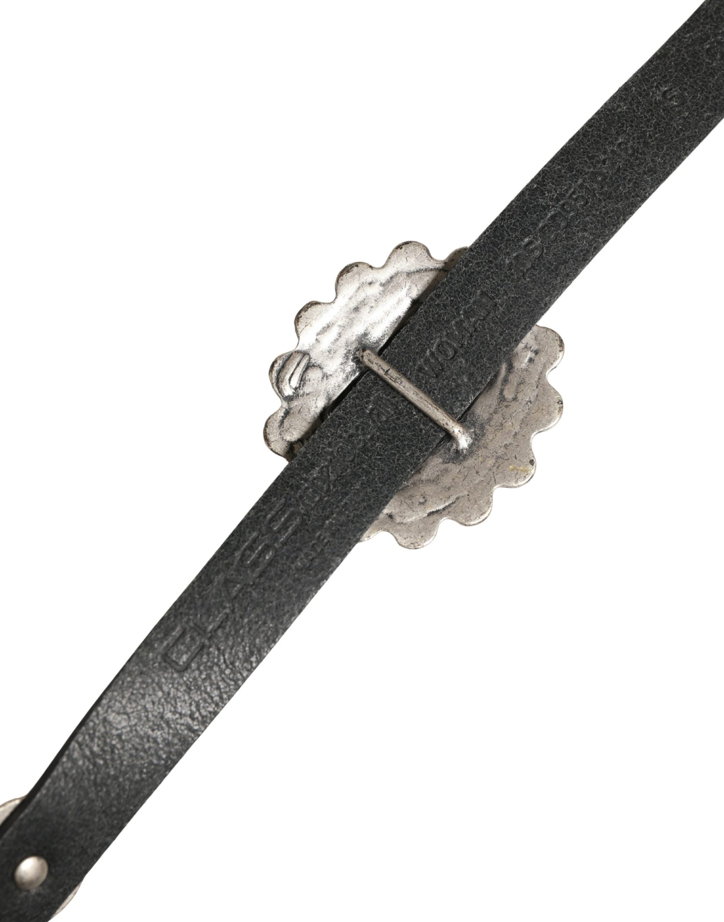 Cavalli Class Black Turquoise Leather Embellished Oval Buckle Belt