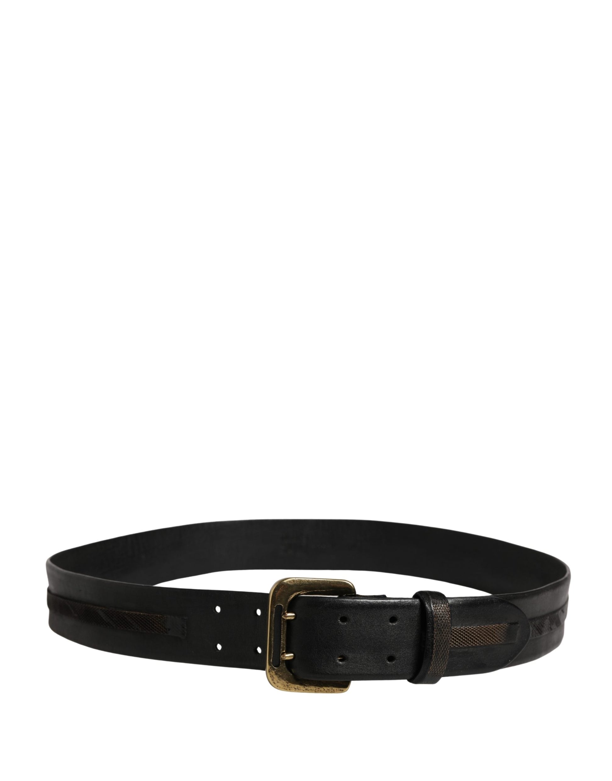 PLEIN SUD Black Leather Gold Metal Buckle Waist Women Belt