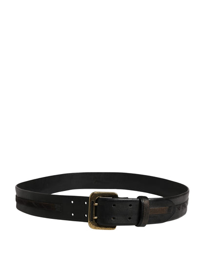 PLEIN SUD Black Leather Gold Metal Buckle Waist Women Belt