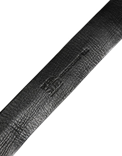 PLEIN SUD Black Leather Gold Metal Buckle Waist Women Belt