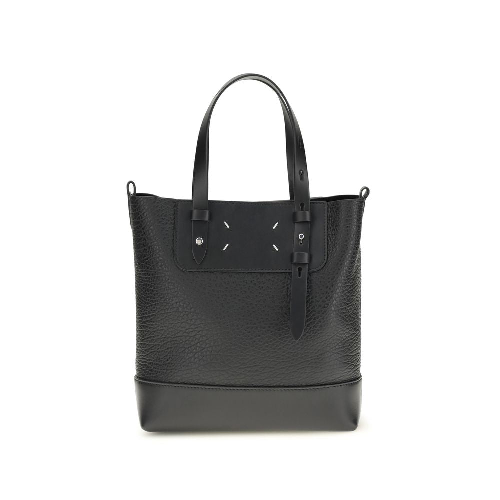 Maison Margiela Black Calf Leather Vertical Mini Tote Bag