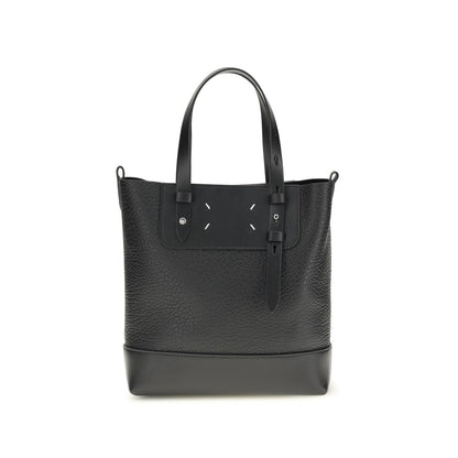 Maison Margiela Black Calf Leather Vertical Mini Tote Bag