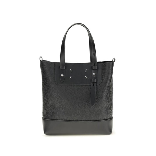 Maison Margiela Black Calf Leather Vertical Mini Tote Bag