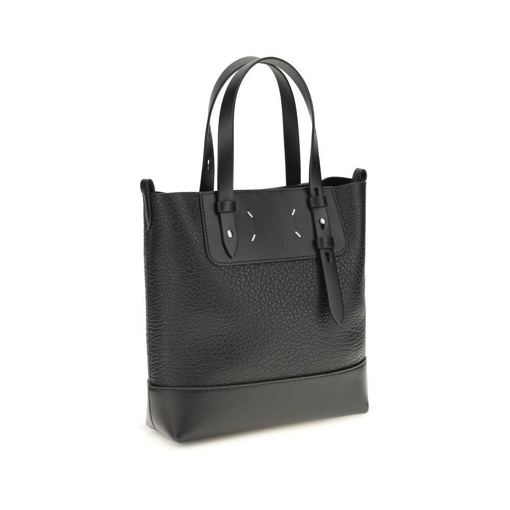 Maison Margiela Black Calf Leather Vertical Mini Tote Bag