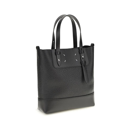 Maison Margiela Black Calf Leather Vertical Mini Tote Bag