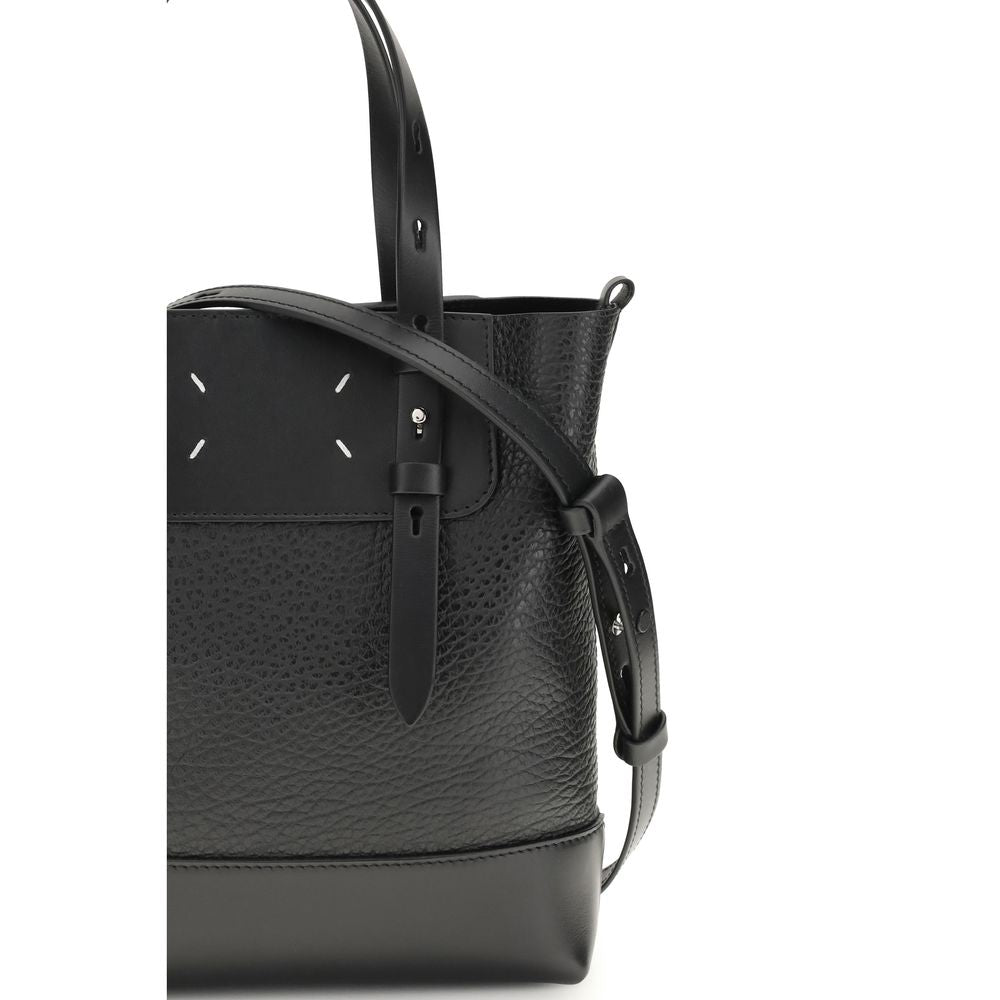 Maison Margiela Black Calf Leather Vertical Mini Tote Bag