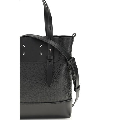 Maison Margiela Black Calf Leather Vertical Mini Tote Bag