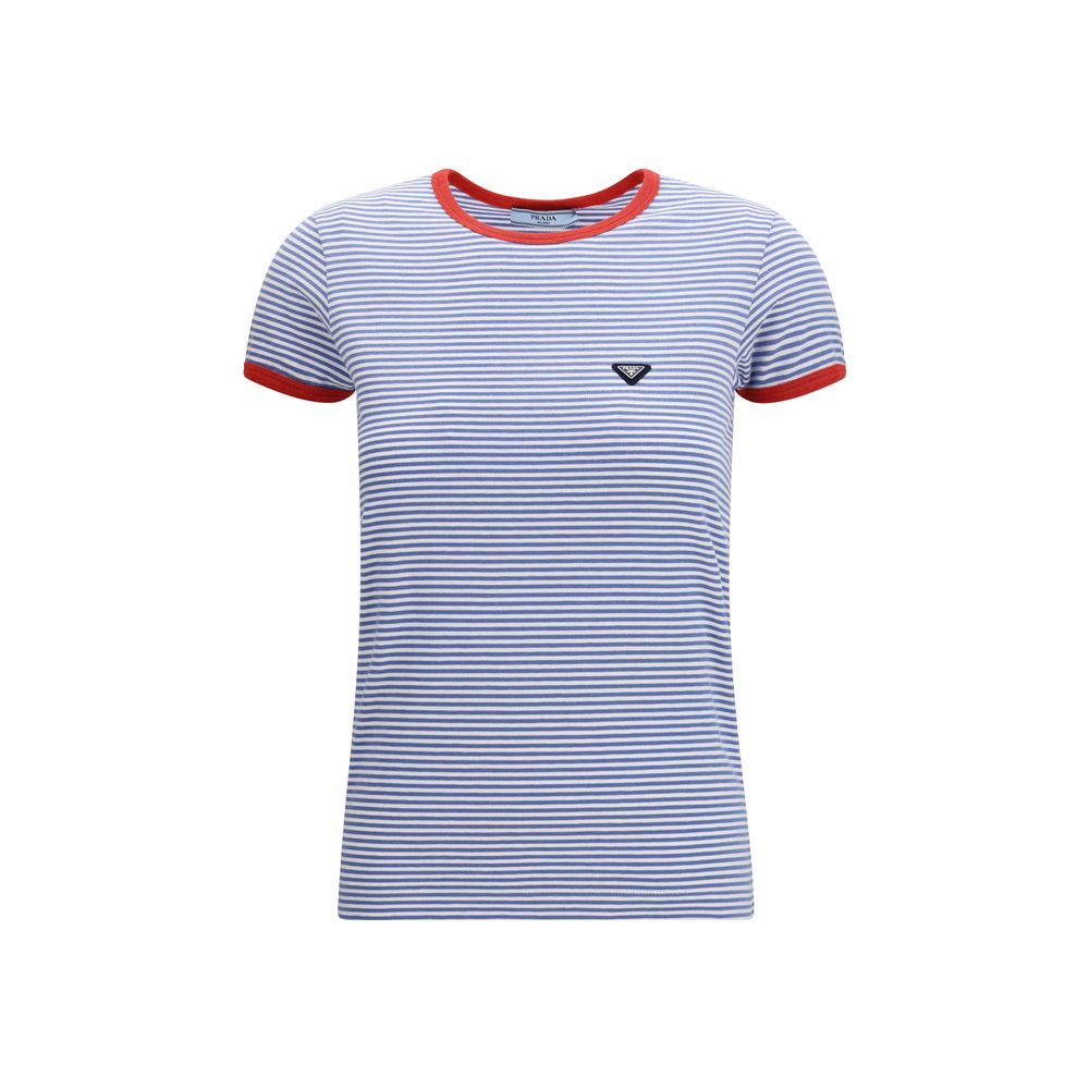 Prada Blue & White Striped Cotton T-Shirt