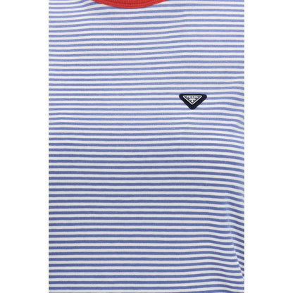 Prada Blue & White Striped Cotton T-Shirt