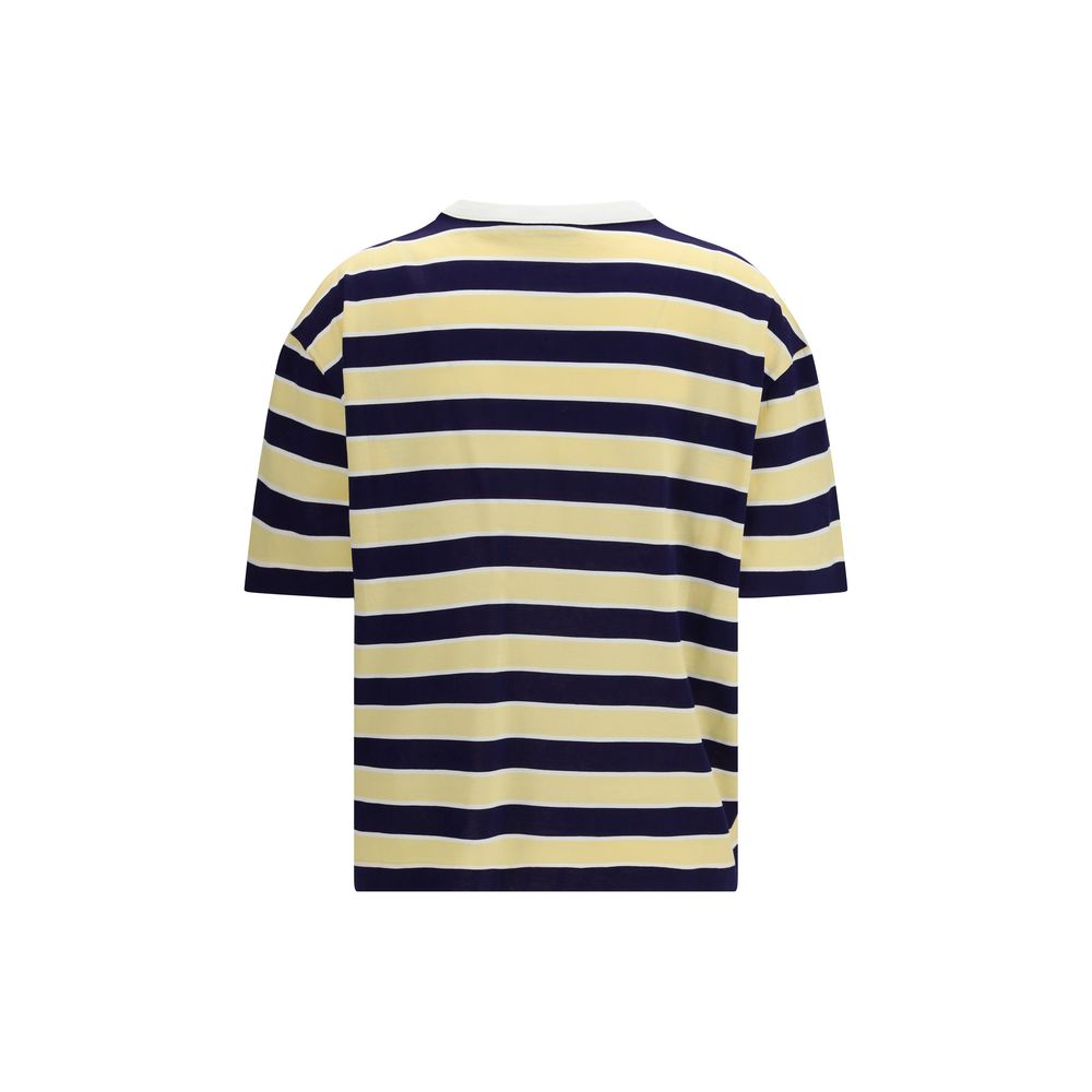 Prada Bayadere Yellow & Blue Striped Lisle Cotton T-Shirt