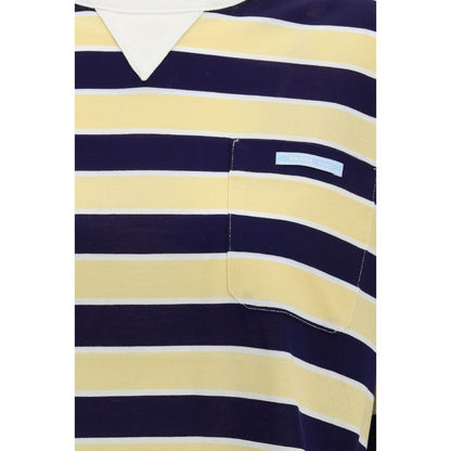 Prada Bayadere Yellow & Blue Striped Lisle Cotton T-Shirt