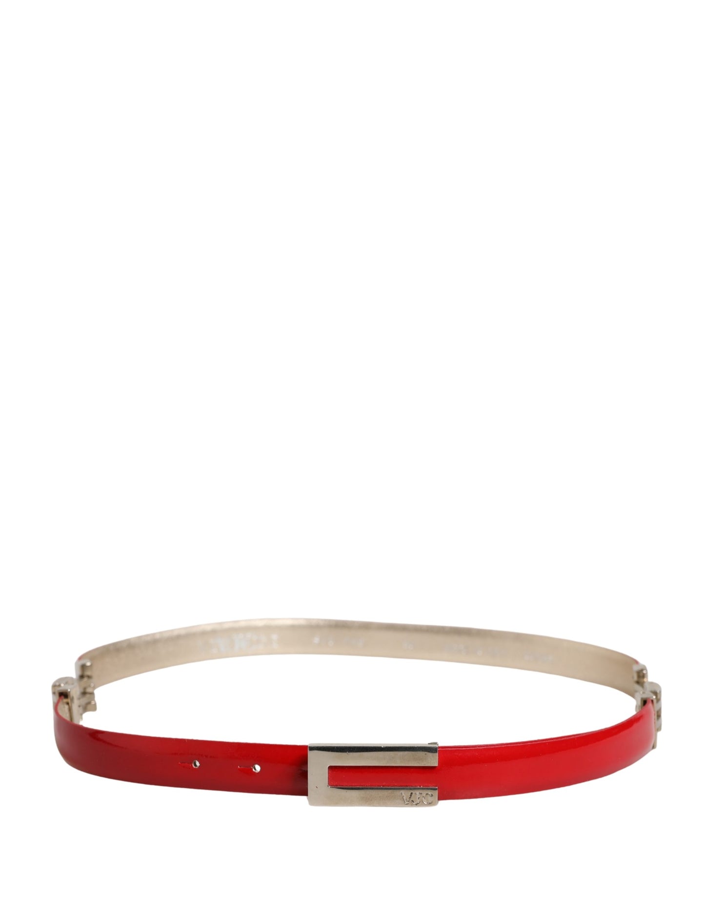 Versace Jeans Couture Red Glossy Leather Metal Buckle Belt - Minor Defect with Scratches