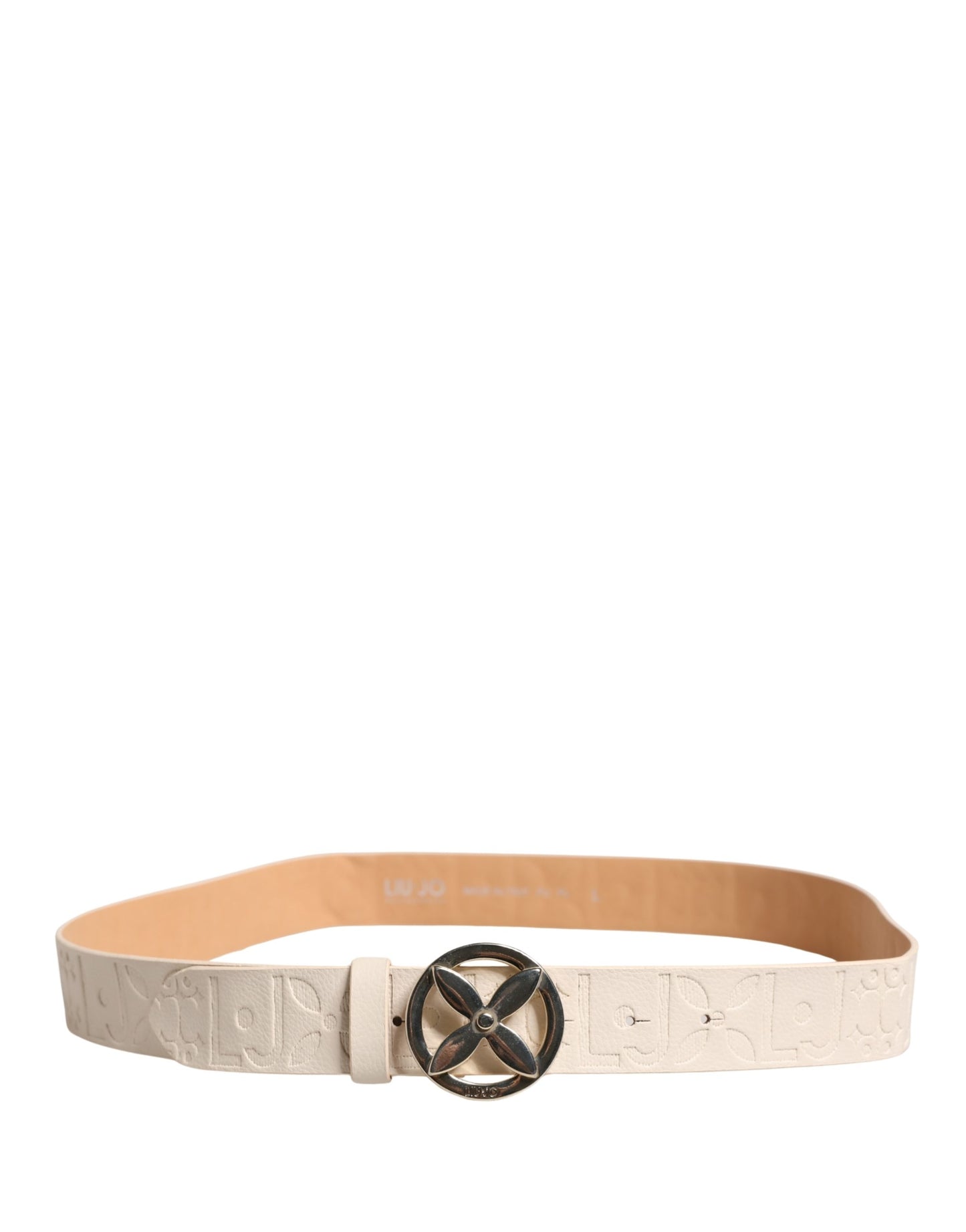 Liu Jo Beige Leather Wide Waist Belt with Silver Metal Buckle - Minor Defect