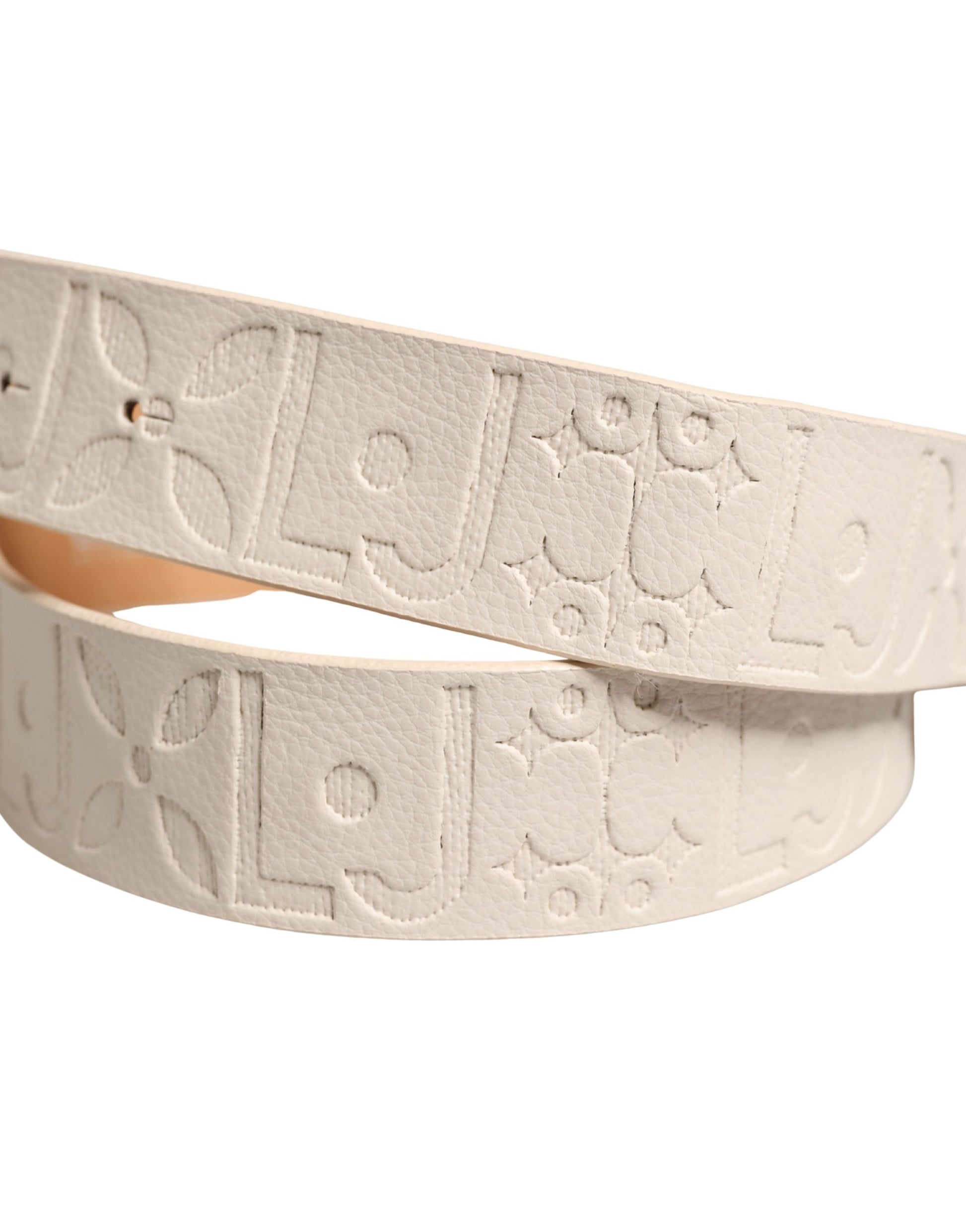 Liu Jo Beige Leather Wide Waist Belt with Silver Metal Buckle - Minor Defect
