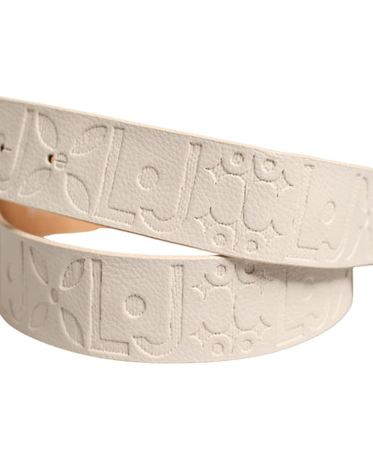 Liu Jo Beige Leather Wide Waist Belt with Silver Metal Buckle - Minor Defect