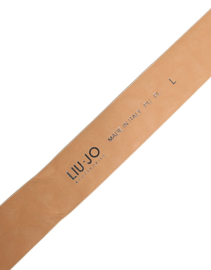 Liu Jo Beige Leather Wide Waist Belt with Silver Metal Buckle - Minor Defect