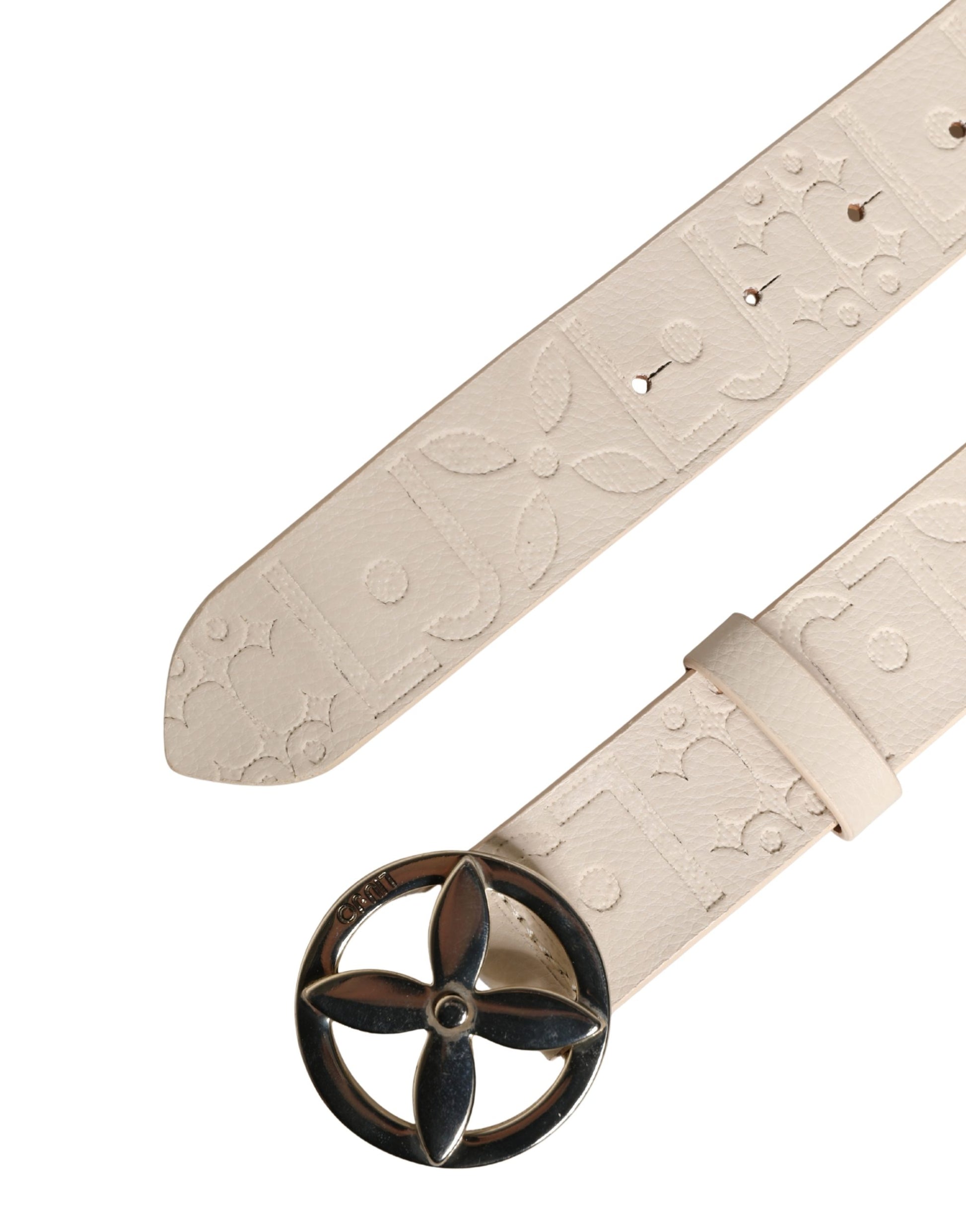 Liu Jo Beige Leather Wide Waist Belt with Silver Metal Buckle - Minor Defect