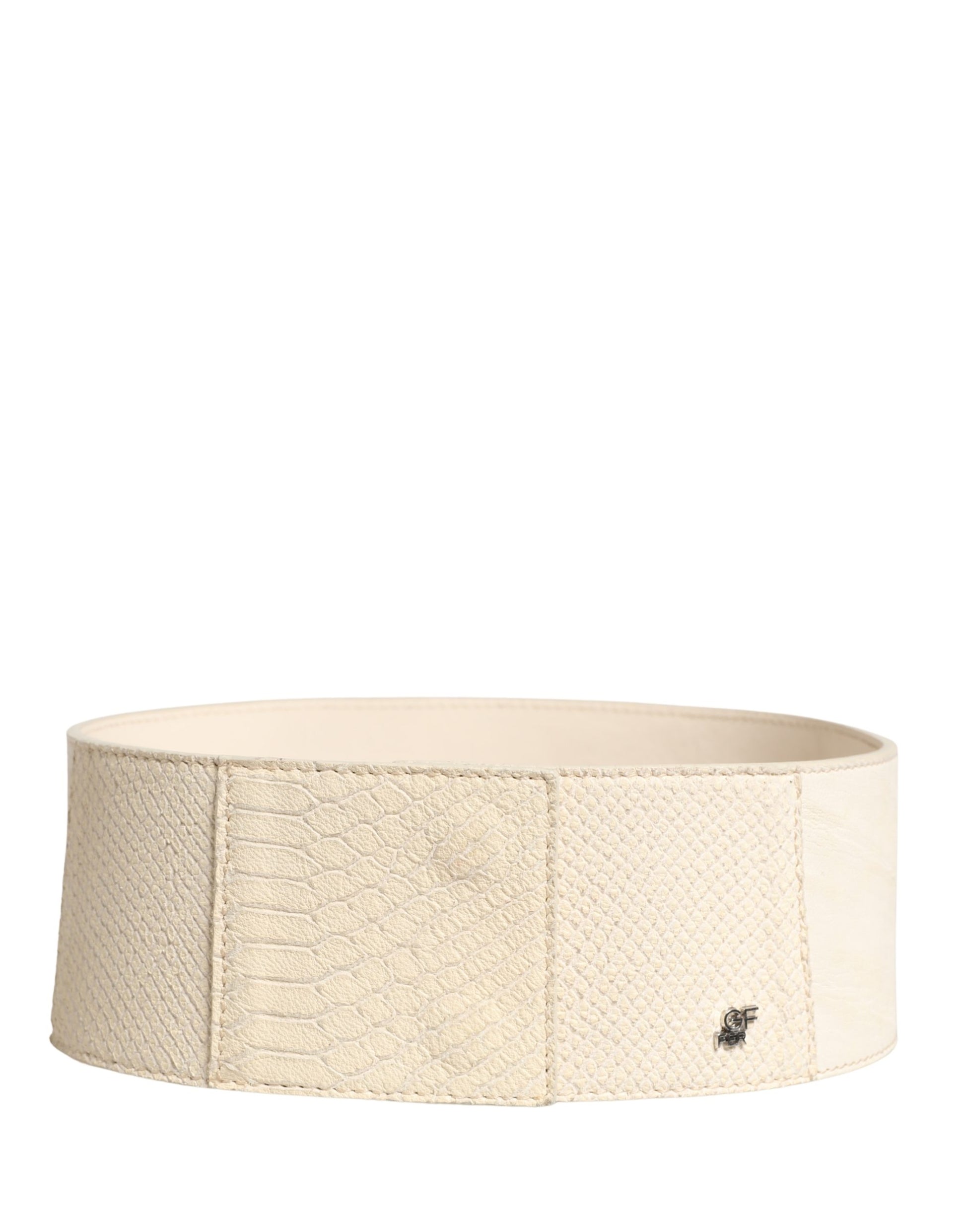 GF Ferre Off White Waxed Cotton Wide Fashion Waistband Belt - New with Minor Defects