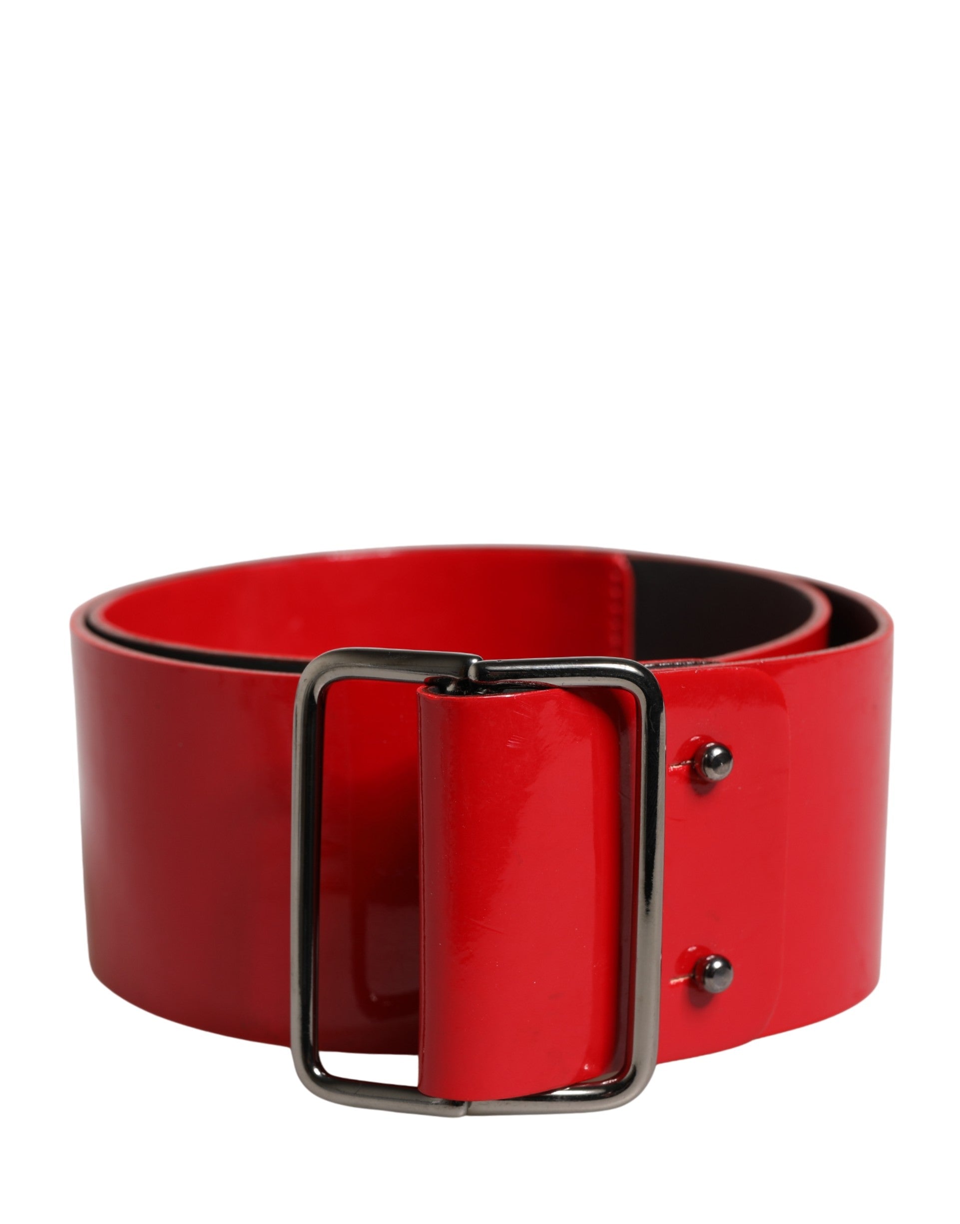 C’N’C’ Costume National Red Wide Waist Belt with Silver Metal Buckle - Minor Defect