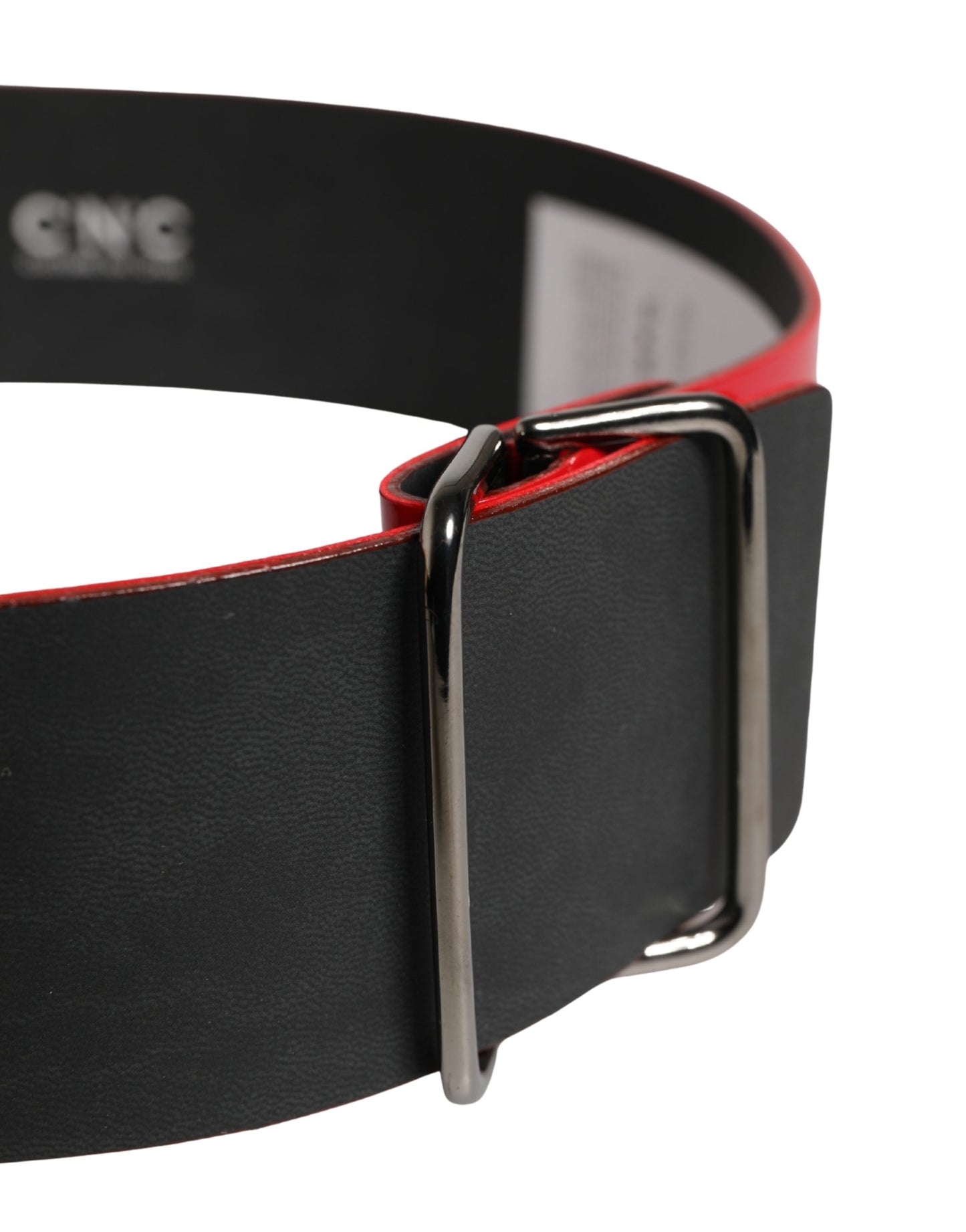 C’N’C’ Costume National Red Wide Waist Belt with Silver Metal Buckle - Minor Defect