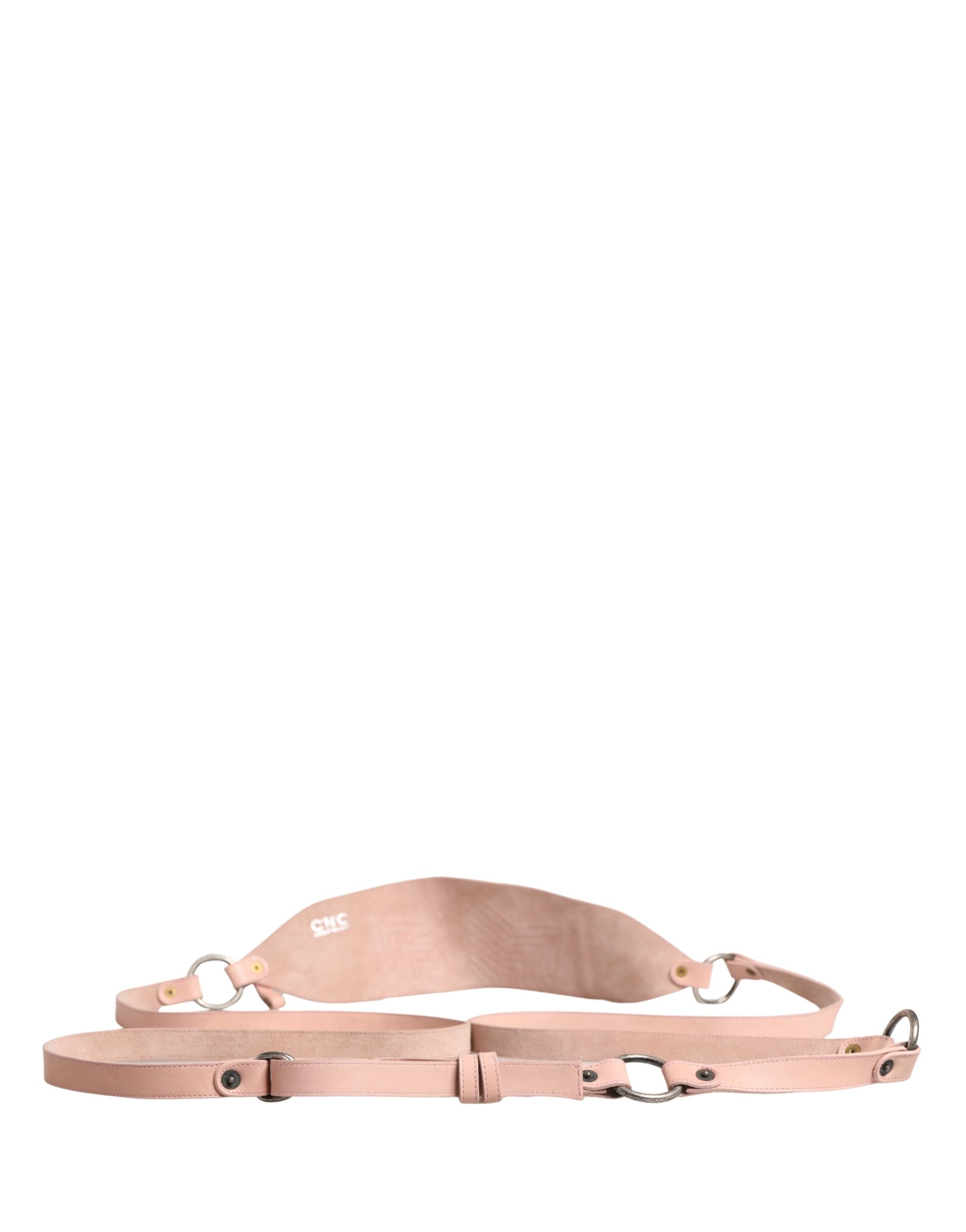 C’N’C’ Costume National Light Pink Leather Wide Waist Belt with Silver Buckle - Minor Defect