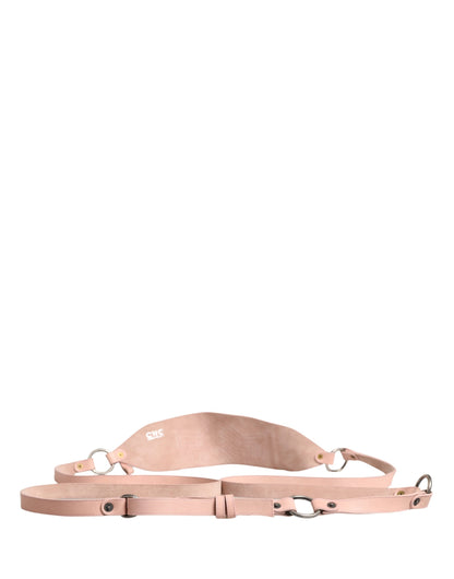 C’N’C’ Costume National Light Pink Leather Wide Waist Belt with Silver Buckle - Minor Defect