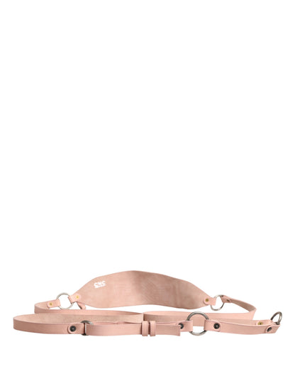 C’N’C’ Costume National Light Pink Leather Wide Waist Belt with Silver Buckle - Minor Defect