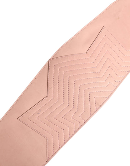 C’N’C’ Costume National Light Pink Leather Wide Waist Belt with Silver Buckle - Minor Defect