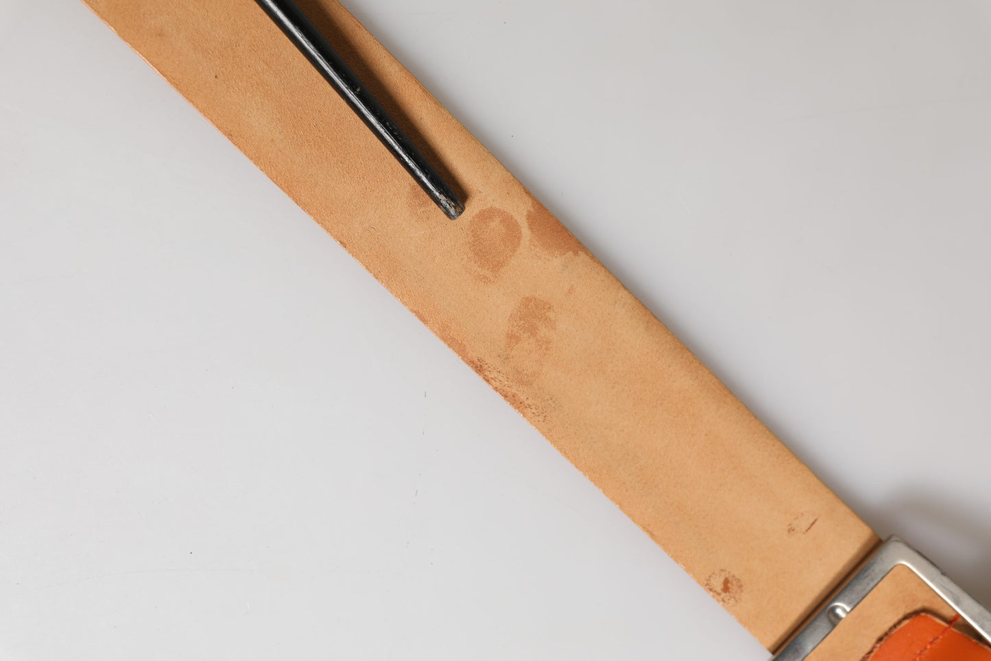 ETRO Orange Genuine Leather Waist Belt with Silver Metal Buckle - Minor Defects