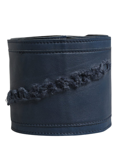 Ermanno Scervino Blue Leather Wide Waist Belt for Women