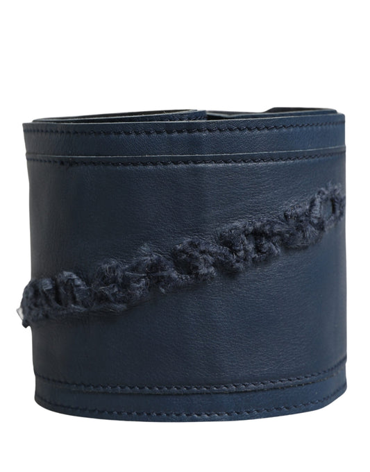 Ermanno Scervino Blue Leather Wide Waist Belt for Women