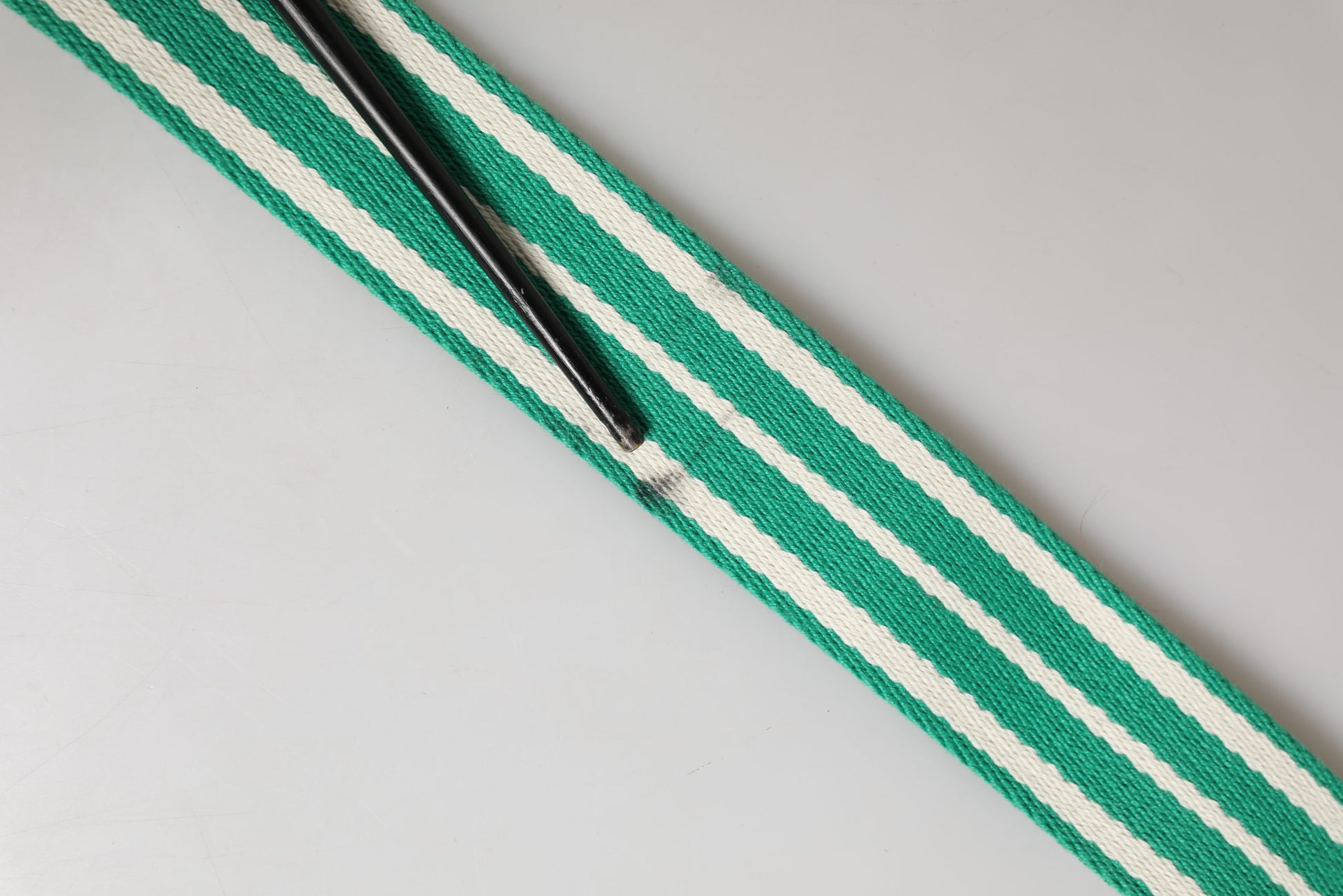 Red Valentino White and Green Striped Canvas Belt with Silver Metal Buckle - Minor Defect