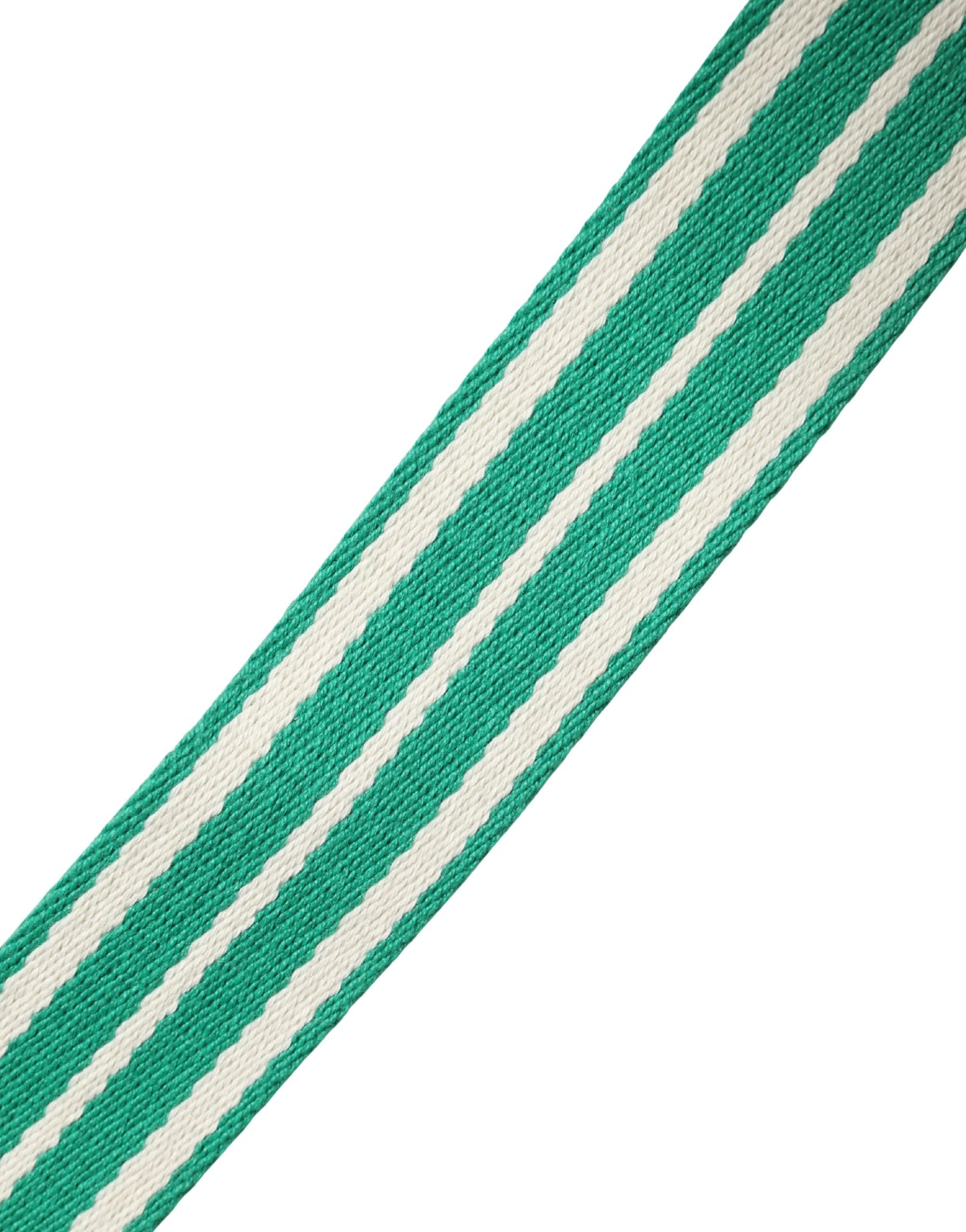 Red Valentino White and Green Striped Canvas Belt with Silver Metal Buckle - Minor Defect
