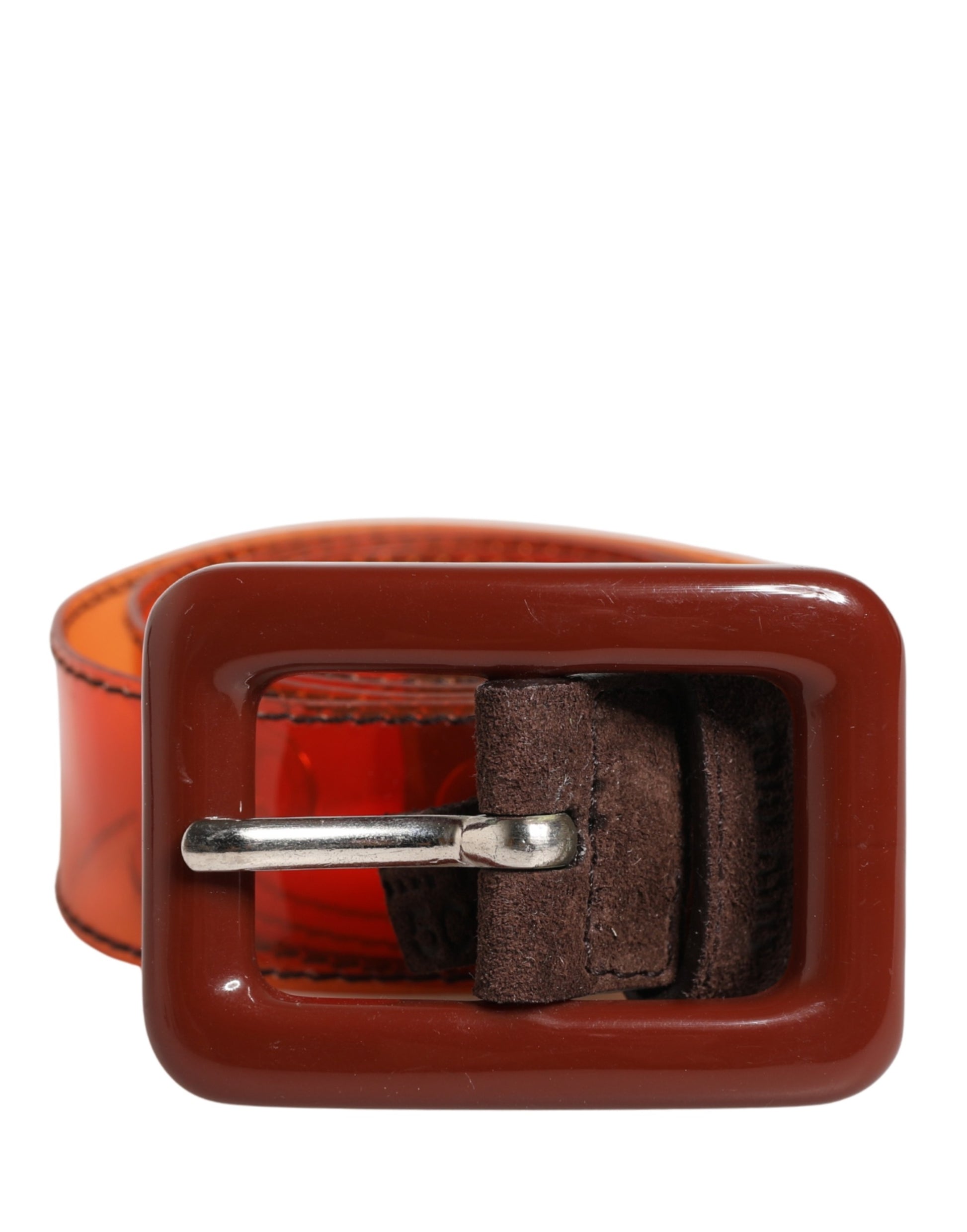 Miu Miu Orange PVC Waist Belt with Square Buckle - Playful Elegance Redefined